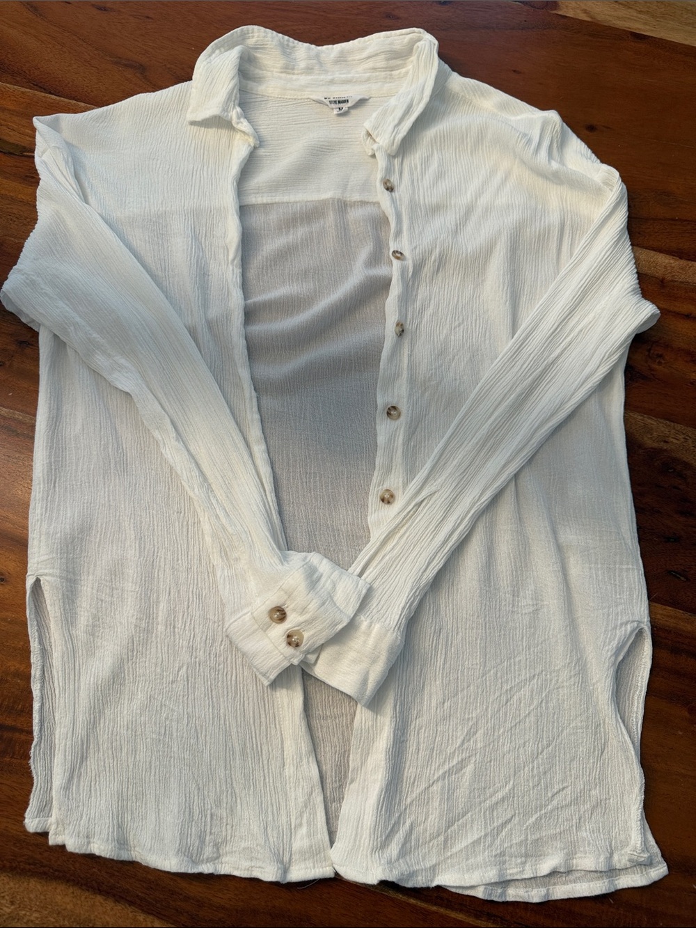 BB Dakota White Textured Button-Down Shirt